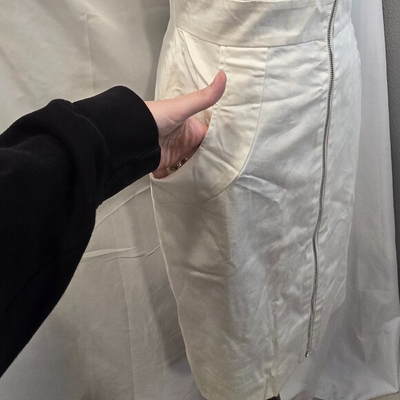 Guess Los Angeles Dress Size 6 Off White Bodycon Front Zip - Picture 2 of 15